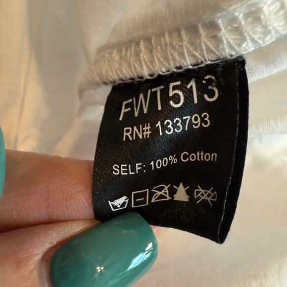 Women's Pol White Cotton Ruffle Front Long Sleeve Blouse Size Small NEW - Picture 7 of 9